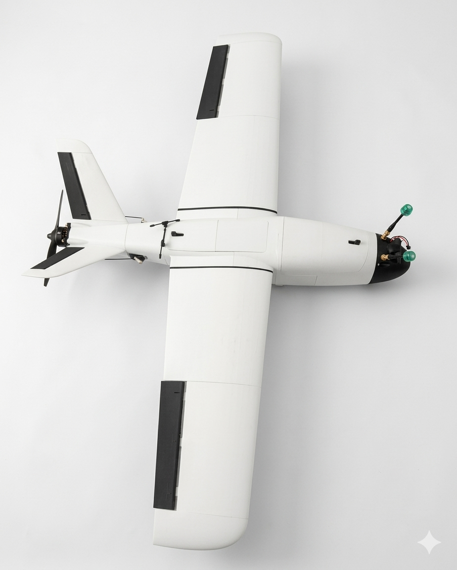 Plataforma UAV de asa fixa em acabamento branco